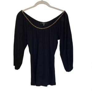 Express‎ beaded black cotton modal top